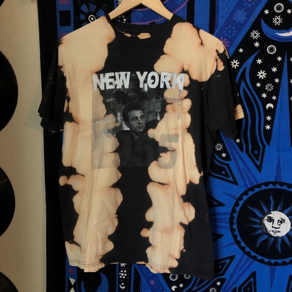 New York Bleach Dyed Black T Shirt